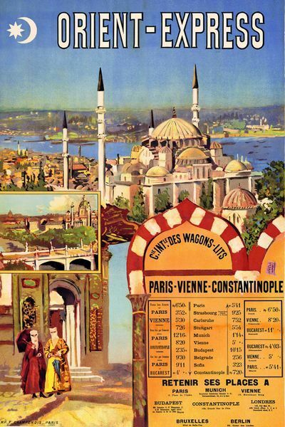1891 Paris to Constantinople Istanbul Orient Express Railway Poster A3 Print