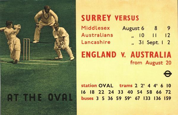 Vintage 1938 Surrey County Cricket The Oval  Poster A3/A2/A1 Print