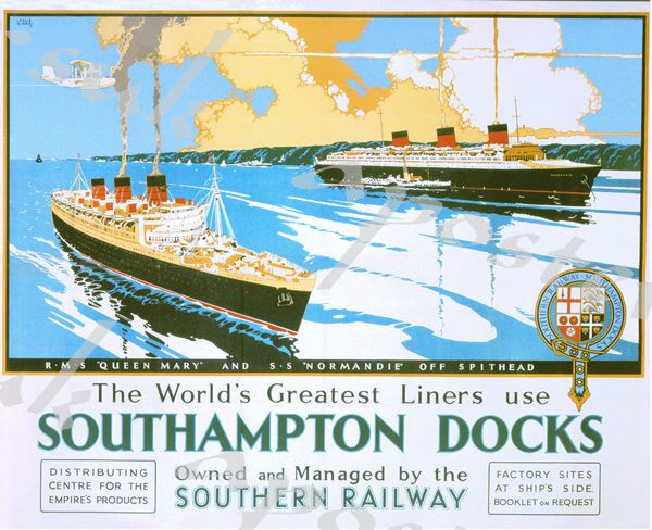 Vintage Southern Railways Southampton Docks Railway Poster A4/A3/A2/A1 Print