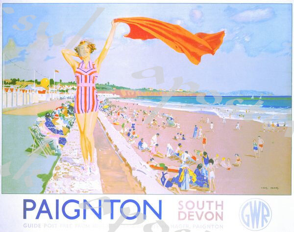 Vintage GWR Paignton Devon Railway Poster A4/A3/A2/A1 Print