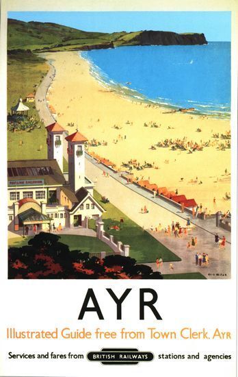 Vintage British Rail Ayr Scotland Railway Poster A3/A2/A1 Print