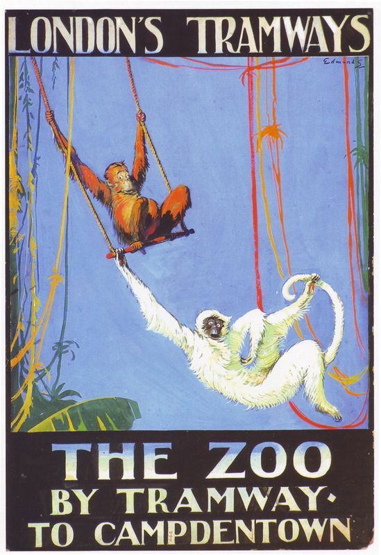 1928 London Tramways Zoo  Poster A3 / A2 Print