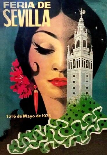 1970'S VINTAGE SPANISH SEVILLE SPRING FESTIVAL  A3 POSTER REPRINT