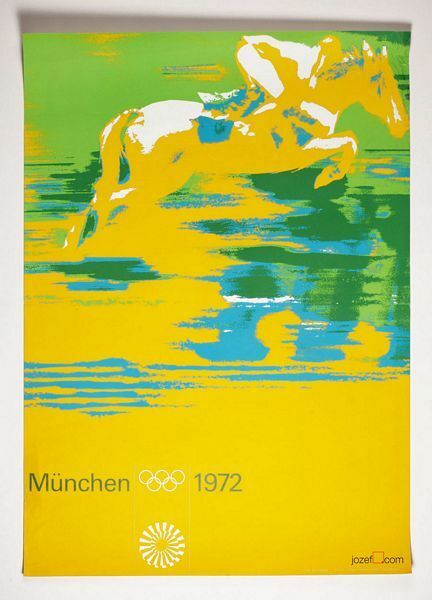 Vintage 1972 Munich Olympics Show Jumping Poster A3 Print