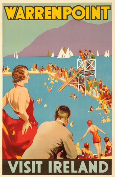 Vintage Warrenpoint Ireland Tourism Poster  A3 Print