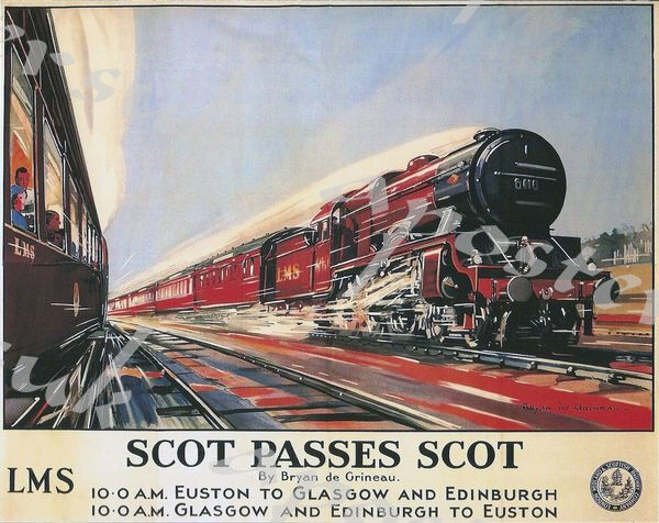 Vintage LMS Scot Passes Scot Railway Poster A3/A4 Print