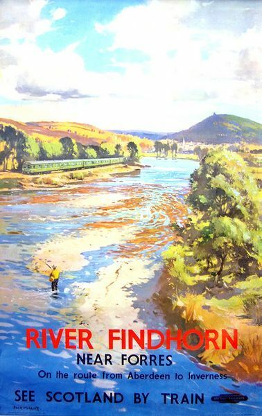 Vintage British Rail River Findhorn Forres Scotland Railway  Poster A3 Print