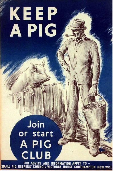World War Two Keep A Pig Home Front Poster  A3 Print