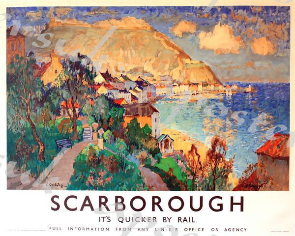 Vintage LNER Scarborough Oil Painting  Railway Poster A3/A4 Print