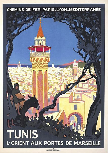 Vintage French Tunisia Tunis Tourism Poster   A3 Print