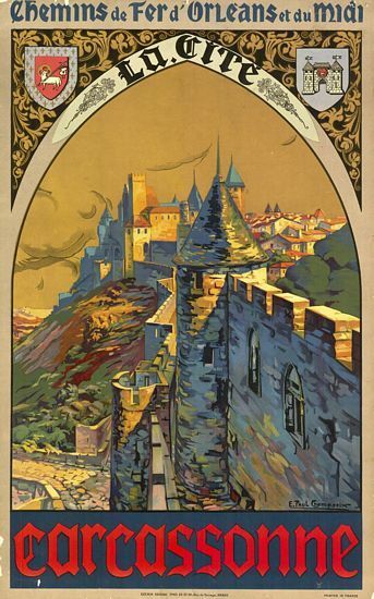 Vintage Carcassonne French Tourism Poster A3 Print