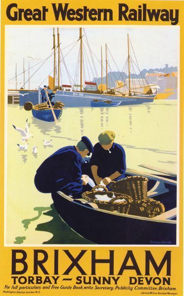 Vintage GWR Brixham Devon Railway Poster A3/A2/A1 Print