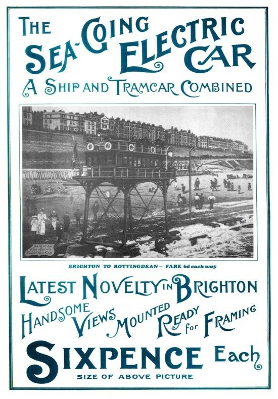 ANTIQUE BRIGHTON VOLKS RAILWAY SEA VOYAGE ON WHEELS  A3 TRAVEL POSTER RE PRINT