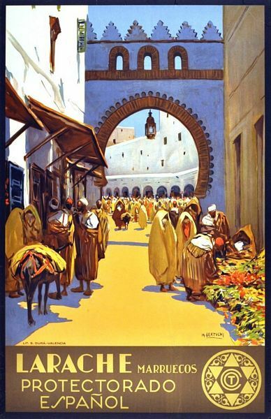 Vintage Larache Morocco Spanish Travel Poster A3 Print