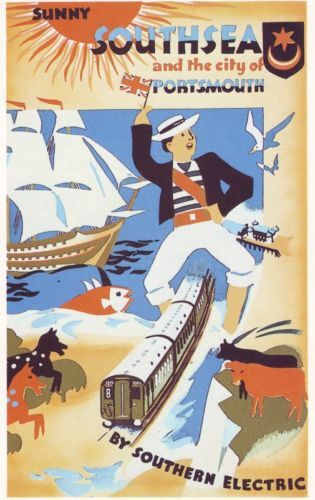 1930's Southsea Southern Electric A3 Poster Reprint