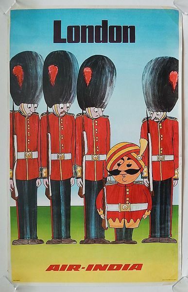 Vintage Air India Flights to London Airline Poster   A3 Print