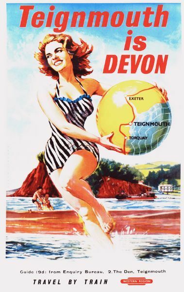 1953 British Rail Western Region Teignmouth Devon Railway Poster  A3 / A2 Print