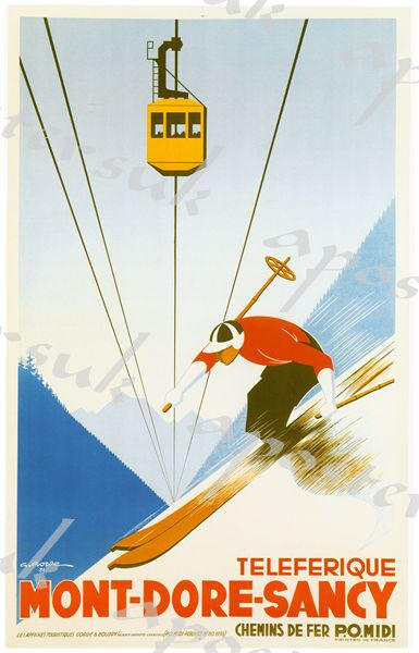 Vintage French Mont Dore Sancy Winter Sports Tourism Poster A4/A3/A2/A1 Print