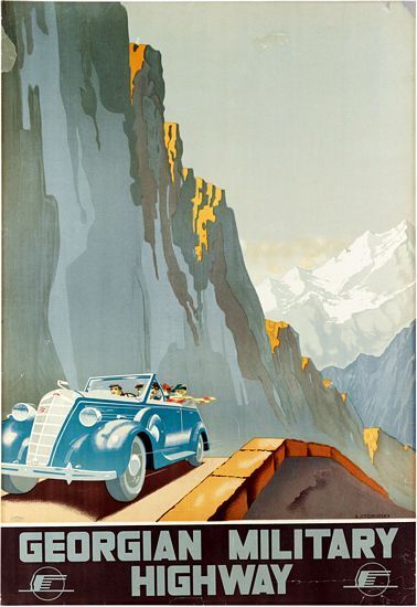 Vintage USSR Georgian Military Highway Tourism Poster A3 Print