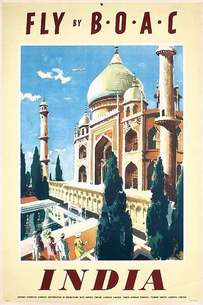 Vintage BOAC Flights to India  Poster   A3 Print