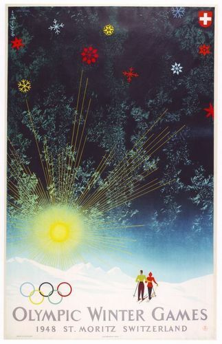 1948 Winter Olympics St Moritz A3 Poster Reprint