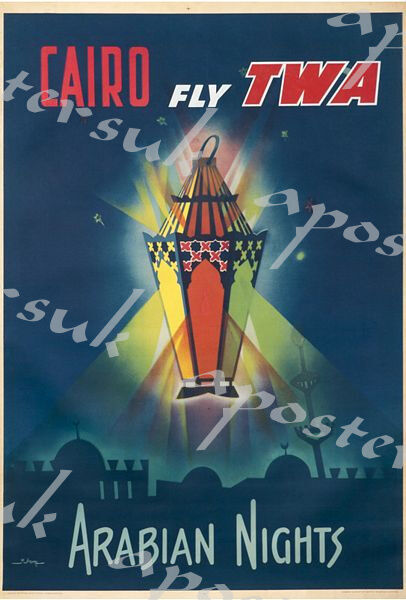 Vintage TWA Flights to Cairo Poster A3/A4 Print