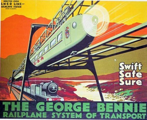 George Bennie Railplane Glasgow Rail Poster A3 Reprint