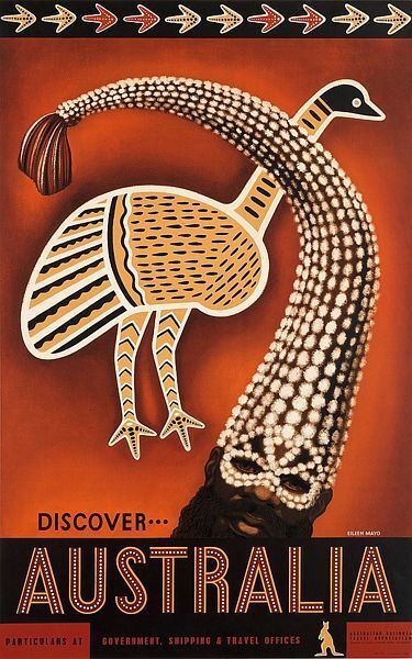 Vintage Discover Australia Aboriginal Art Tourism Poster A3 Print