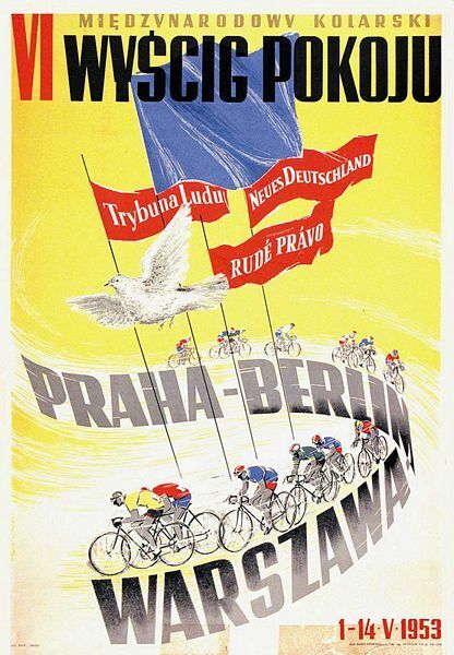 1953 Prague Berlin Warsaw Cycle Race Poster A3 Print