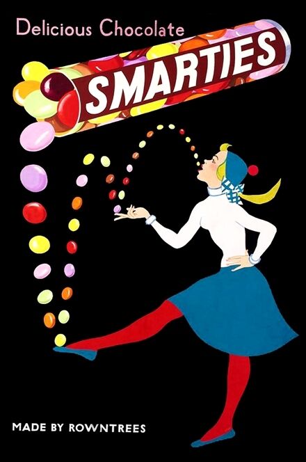 VINTAGE 1950'S SMARTIES SWEETS ADVERTISEMENT A3 POSTER REPRINT