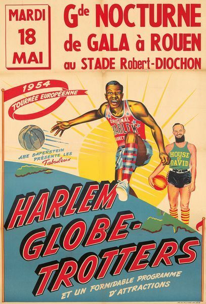 Vintage Harlem Globetrotters Basketball Poster A3 Print