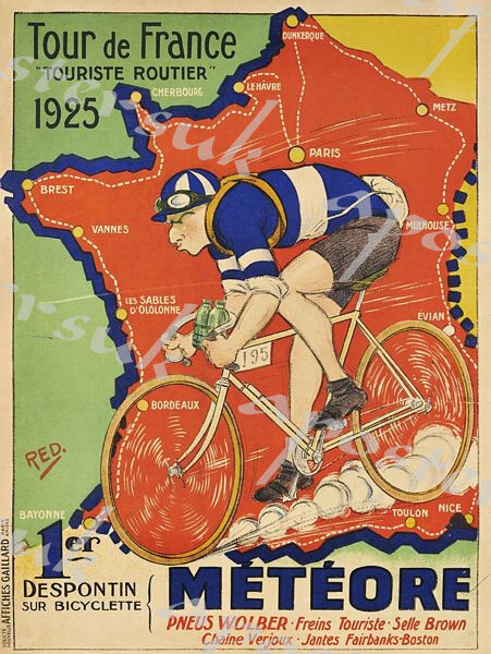 1925 Tour de France Promotional Cycling Poster A3/A4 Print