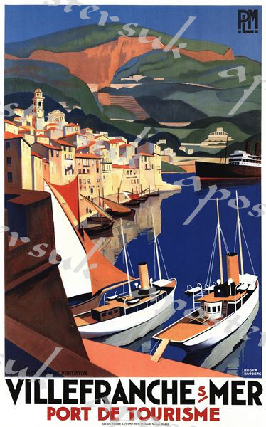 Vintage Villefranche sur Mer French Tourism Poster A3/A4 Print