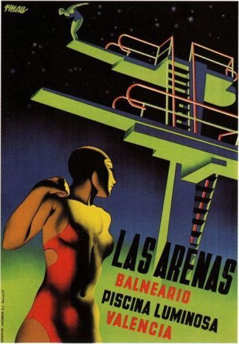 Beautiful 1930's Spanish Art Deco A3 Poster Reprint