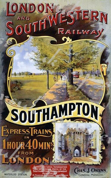 Vintage LSW Southampton Railway Poster A3/A4 Print