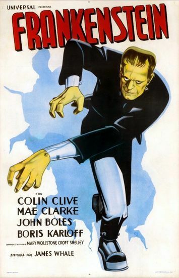 Vintage Boris Karloff Frankenstein Movie Poster A3 Print