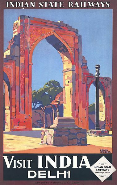 Vintage Visit India Delhi Qutab Minar Tourism  Poster   A3 Print