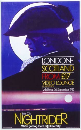 1980's British Rail Nightrider Trains to Scotland Poster A3 / A2 Print