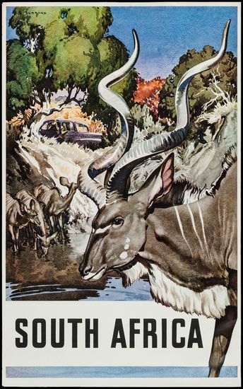 Vintage South Africa Springbok Tourism Poster  A3 Print