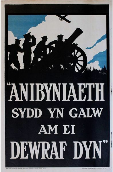 Vintage World war 1 Welsh Language Recruitment Poster A3 Print