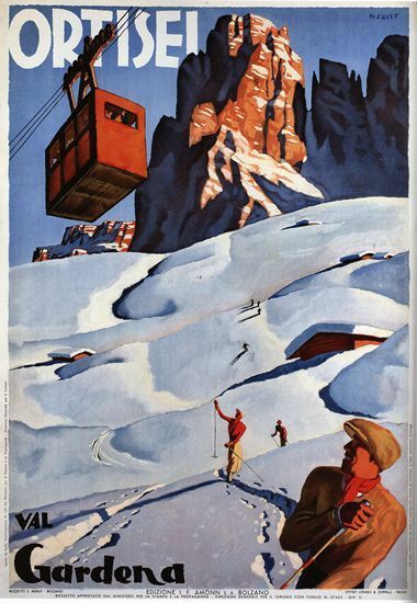Vintage Val Gardena Italy Winter Sports Poster A3/A2/A1 Print