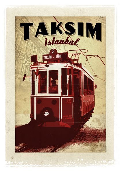 Vintage Istanbul Taksim Square Tourism Poster A3/A2/A1 Print