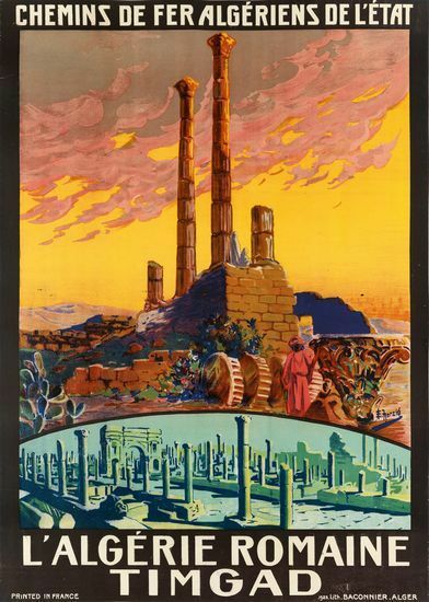 Vintage Timgad Algeria Tourism Poster  A3 Print