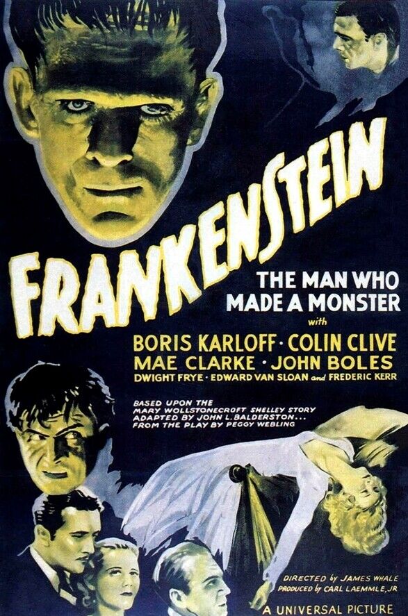 VINTAGE 1931 FRANKENSTEIN CLASSIC HORROR MOVIE POSTER  A3 RE PRINT