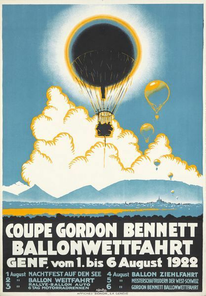 Vintage 1922 Gordon Bennett Balloon Race Belgium Poster A3 Print