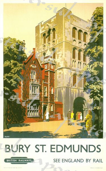 Vintage British Rail Bury St Edmunds Railway Poster A4/A3/A2/A1 Print