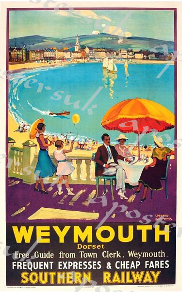 Vintage Southern Railways Weymouth Railway Poster A3/A4 Print