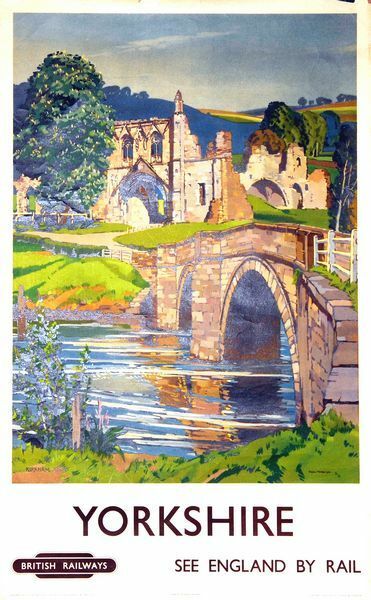 British Rail Yorkshire Kirkham Priory Railway Poster A3 Print