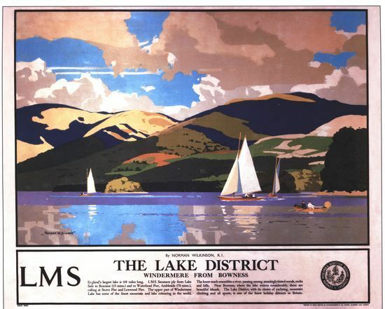 Vintage LMS Lake Windermere Railway  Poster A3/A2/A1 Print