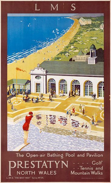 Vintage LMS Prestatyn North Wales Railway Poster  A3 Print